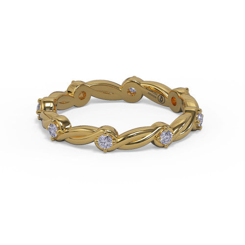 Tatiana - Women's 14k Gold Wedding Ring with Twisted Diamond Design 14K Yellow Gold - Natural Diamond