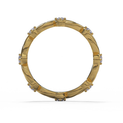 Tatiana - Women's 14k Gold Wedding Ring with Twisted Diamond Design 14K Yellow Gold - Natural Diamond
