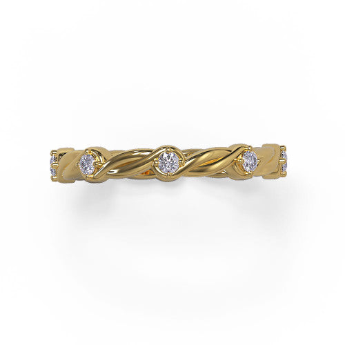 Tatiana - Women's 14k Gold Wedding Ring with Twisted Diamond Design 14K Yellow Gold - Natural Diamond