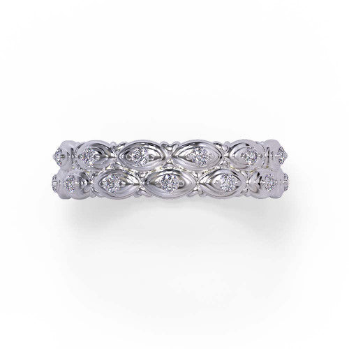 Dana - Women's 14k Gold Diamond Wedding Ring with Double Marquise Pattern 14K White Gold - Natural Diamond