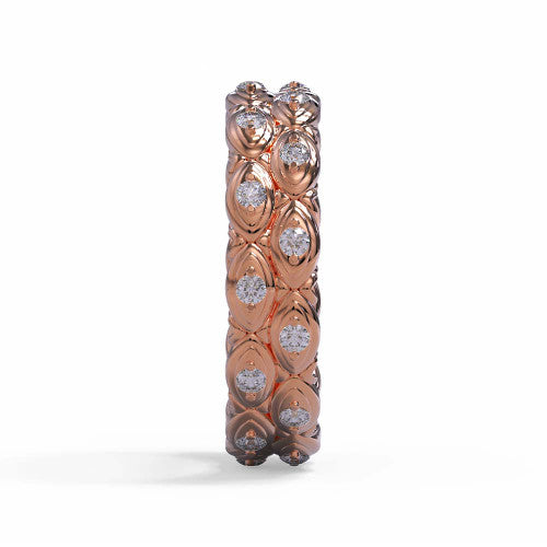 Dana - Women's 14k Gold Diamond Wedding Ring with Double Marquise Pattern 14K Rose Gold - Natural Diamond