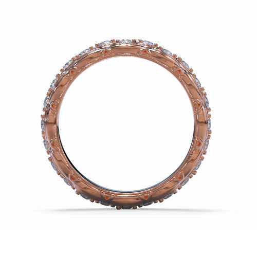 Dana - Women's 14k Gold Diamond Wedding Ring with Double Marquise Pattern 14K Rose Gold - Natural Diamond