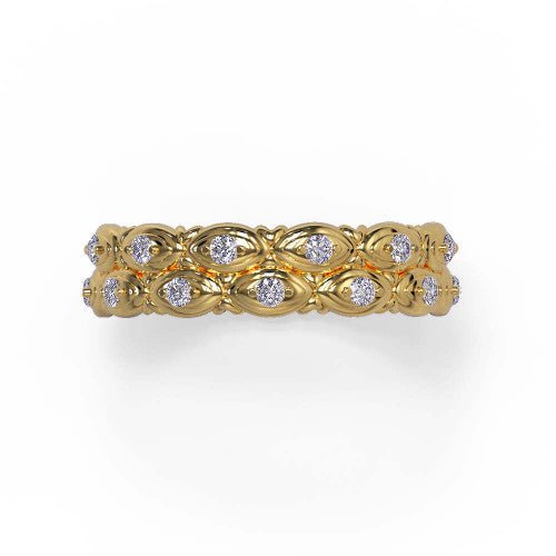 Dana - Women's 14k Gold Diamond Wedding Ring with Double Marquise Pattern 14K Yellow Gold - Natural Diamond