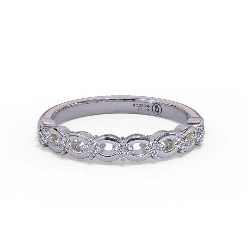 Joelle - Women's 14k Gold Wedding Ring with Interlocking Design 14K White Gold - Natural Diamond