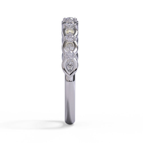 Joelle - Women's 14k Gold Wedding Ring with Interlocking Design 14K White Gold - Natural Diamond