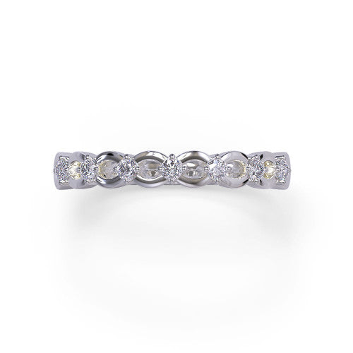 Joelle - Women's 14k Gold Wedding Ring with Interlocking Design 14K White Gold - Natural Diamond
