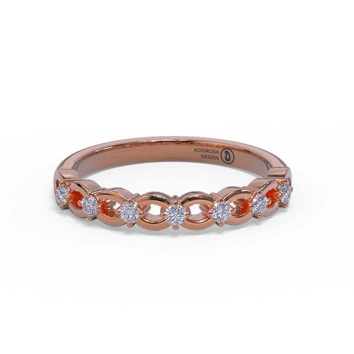 Joelle - Women's 14k Gold Wedding Ring with Interlocking Design 14K Rose Gold - Natural Diamond