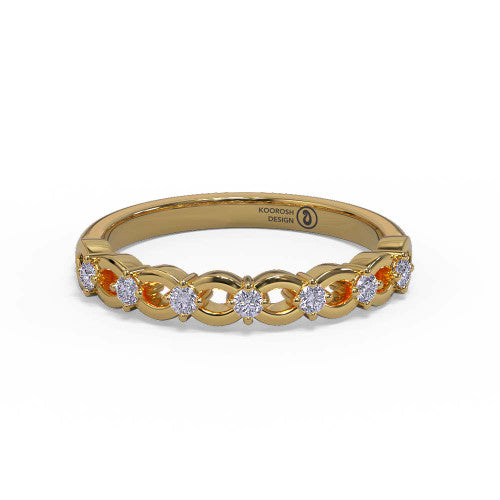 Joelle - Women's 14k Gold Wedding Ring with Interlocking Design 14K Yellow Gold - Natural Diamond