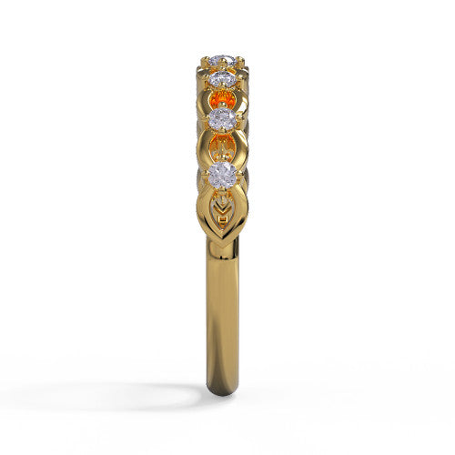 Joelle - Women's 14k Gold Wedding Ring with Interlocking Design 14K Yellow Gold - Natural Diamond