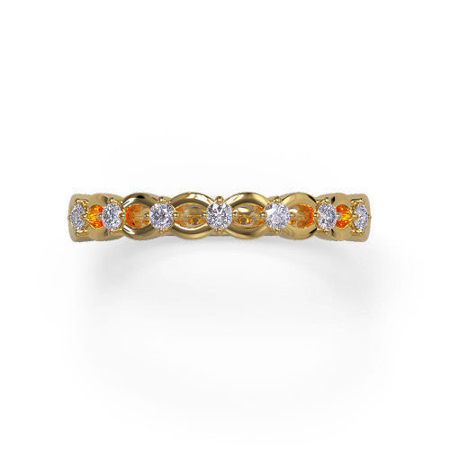 Joelle - Women's 14k Gold Wedding Ring with Interlocking Design 14K Yellow Gold - Natural Diamond