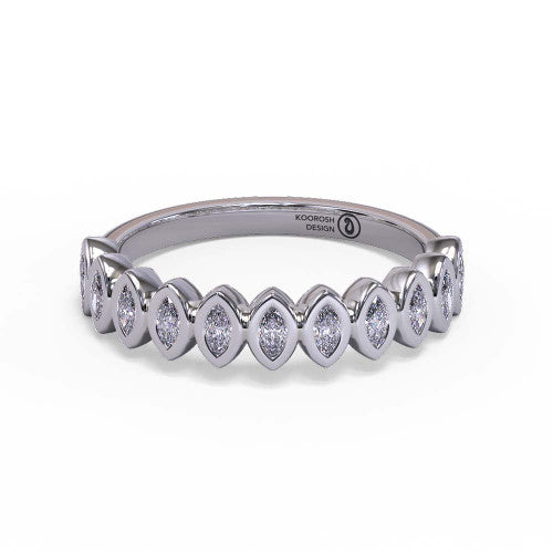 Nori marquise diamond wedding band in 14K White Gold, three-quarter perspective view