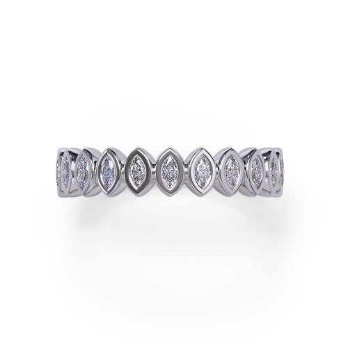 Nori - Women's 14k Gold Wedding Ring in Marquise-Shaped Bezel design 14K White Gold - Natural Diamond