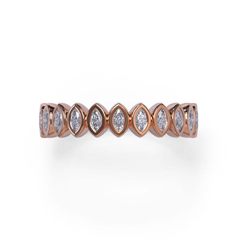 Nori - Women's 14k Gold Wedding Ring in Marquise-Shaped Bezel design 14K Rose Gold - Natural Diamond
