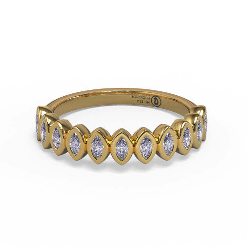 Nori marquise diamond wedding band in 14K Yellow Gold, three-quarter perspective view