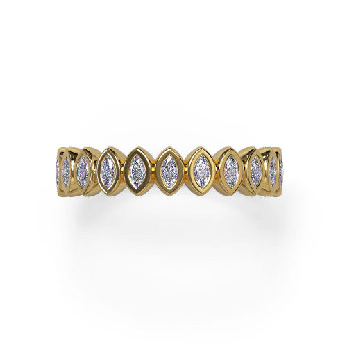 Nori - Women's 14k Gold Wedding Ring in Marquise-Shaped Bezel design 14K Yellow Gold - Natural Diamond