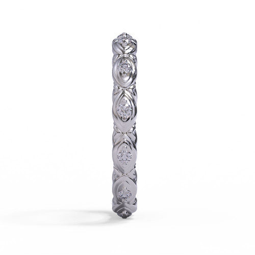 Barbara - Women's 14k Gold Diamond Wedding Ring with Marquise Pattern 14K White Gold - Natural Diamond