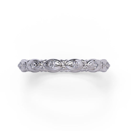 Barbara - Women's 14k Gold Diamond Wedding Ring with Marquise Pattern 14K White Gold - Natural Diamond