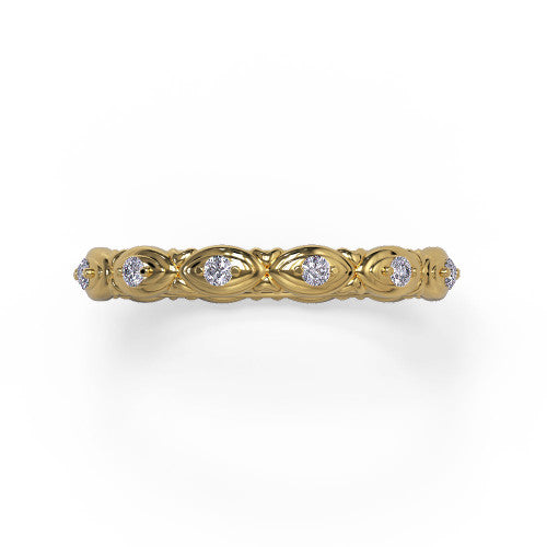 Barbara - Women's 14k Gold Diamond Wedding Ring with Marquise Pattern 14K Yellow Gold - Natural Diamond