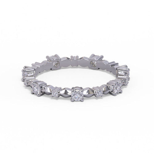 Yasmin - Women's 14k Gold Wedding Ring with Round-Cut Diamonds 14K White Gold - Natural Diamond