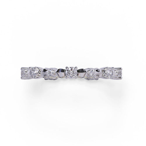 Yasmin - Women's 14k Gold Wedding Ring with Round-Cut Diamonds 14K White Gold - Natural Diamond