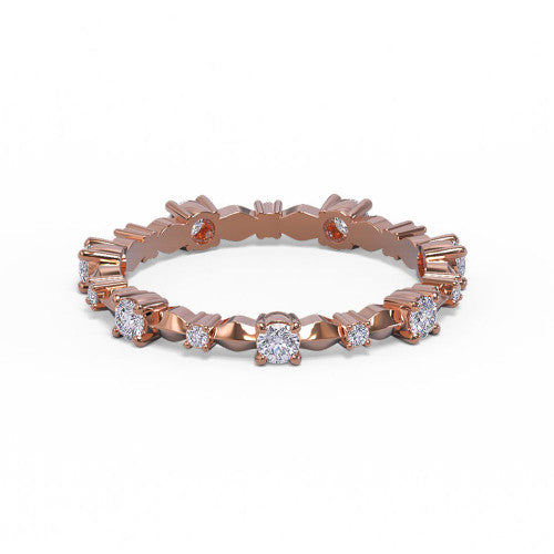 Yasmin - Women's 14k Gold Wedding Ring with Round-Cut Diamonds 14K Rose Gold - Natural Diamond