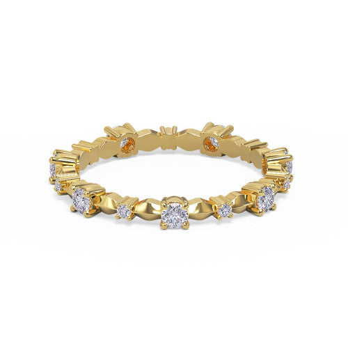Yasmin - Women's 14k Gold Wedding Ring with Round-Cut Diamonds 14K Yellow Gold - Natural Diamond