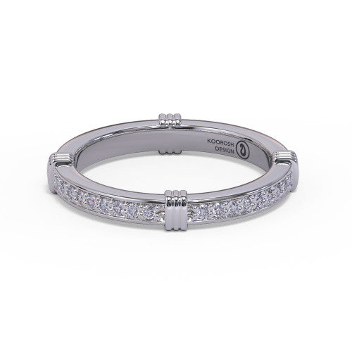 Greta - 14k Gold Wedding Ring with Channel-Set Round Brilliant Diamonds 14K White Gold - Natural Diamond