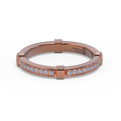 Greta - 14k Gold Wedding Ring with Channel-Set Round Brilliant Diamonds 14K Rose Gold - Natural Diamond