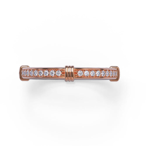 Greta - 14k Gold Wedding Ring with Channel-Set Round Brilliant Diamonds 14K Rose Gold - Natural Diamond