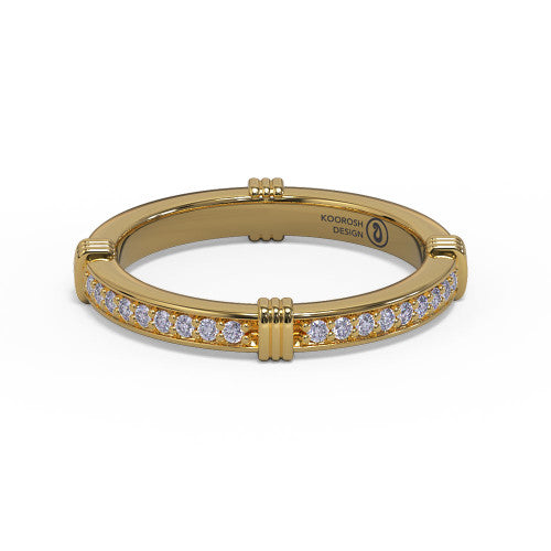 Greta - 14k Gold Wedding Ring with Channel-Set Round Brilliant Diamonds 14K Yellow Gold - Natural Diamond