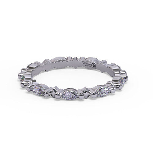 Samira marquise diamond wedding band in 14K White Gold, three-quarter perspective view