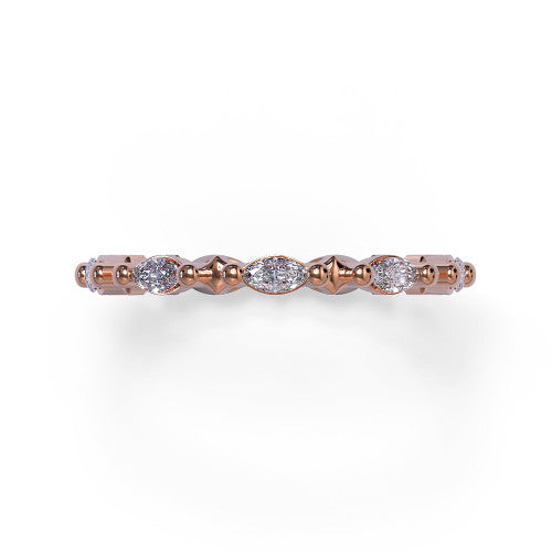Samira - Women's 14k Gold Marquise-Cut Diamond Wedding Ring  14K Rose Gold - Natural Diamond