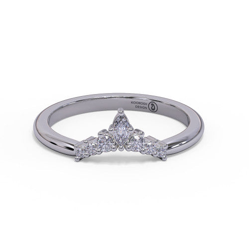 Ramona tiara diamond wedding band in 14K White Gold, three-quarter perspective view