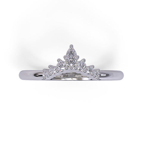 Ramona - Women's 14k Gold Tiara-shaped Diamond Wedding Ring 14K White Gold - Natural Diamond