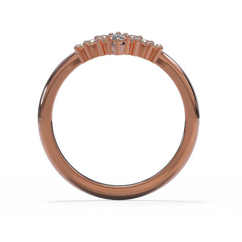 Ramona - Women's 14k Gold Tiara-shaped Diamond Wedding Ring 14K Rose Gold - Natural Diamond