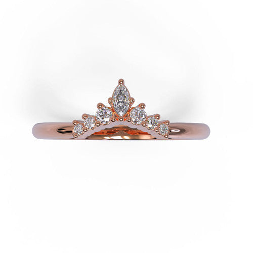 Ramona - Women's 14k Gold Tiara-shaped Diamond Wedding Ring 14K Rose Gold - Natural Diamond