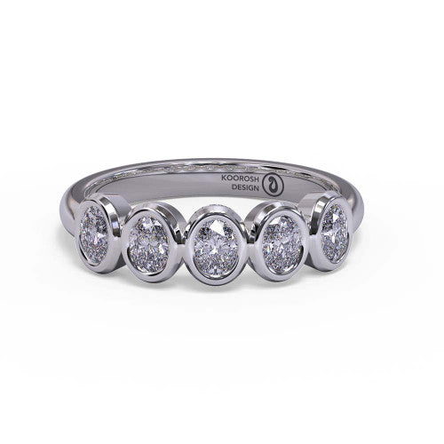 Paulina oval-cut diamond wedding band in 14K White Gold, three-quarter perspective view