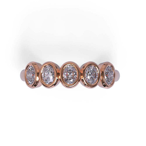 Paulina - Women's 14k Gold Oval-Cut Diamond Wedding Ring 14K Rose Gold - Natural Diamond