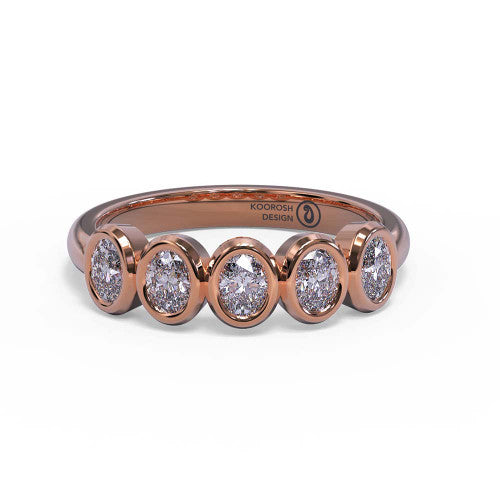 Paulina oval-cut diamond wedding band in 14K Rose Gold, three-quarter perspective view
