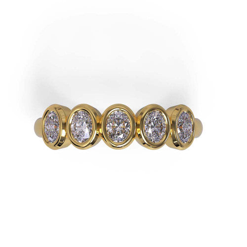 Paulina - Women's 14k Gold Oval-Cut Diamond Wedding Ring 14K Yellow Gold - Natural Diamond