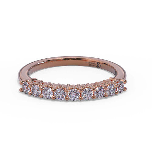 Lenora - Women's 14k Gold Wedding Ring with Round-Cut Diamonds 14K Rose Gold - Natural Diamond
