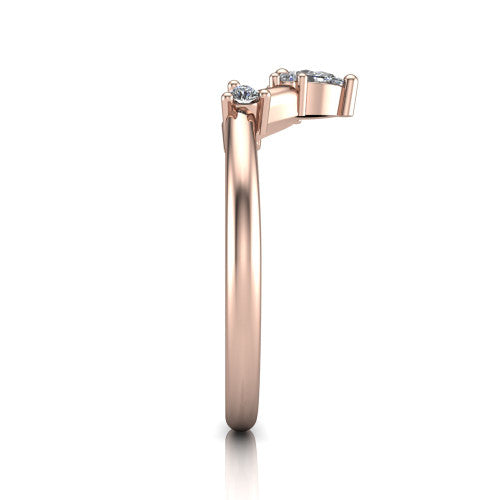 Monica - 14K Gold Pear-Cut Diamond Curved Wedding Ring 14K Rose Gold - Natural Diamond