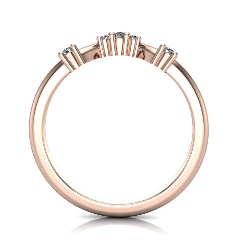 Monica - 14K Gold Pear-Cut Diamond Curved Wedding Ring 14K Rose Gold - Natural Diamond