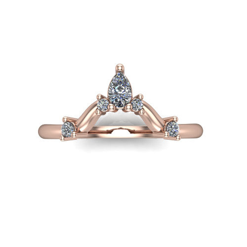 Monica - 14K Gold Pear-Cut Diamond Curved Wedding Ring 14K Rose Gold - Natural Diamond