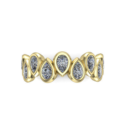 Jamie - 14k Gold Wedding Ring with Bezel-Set Pear-Shaped Diamonds 14K Yellow Gold - Natural Diamond
