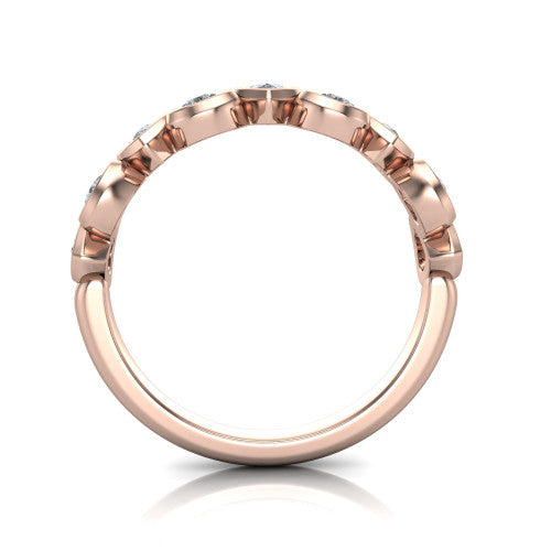 Jamie - 14k Gold Wedding Ring with Bezel-Set Pear-Shaped Diamonds 14K Rose Gold - Natural Diamond