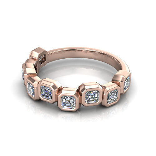 Kiana - 14k Gold Emerald Square Shape Eternity Wedding Ring  14K Rose Gold - Natural Diamond
