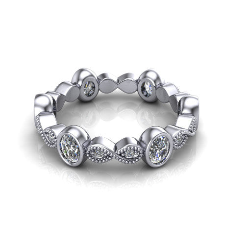 Evie - Women's 14k Gold Oval-Cut Diamond Wedding Ring  14K White Gold - Natural Diamond