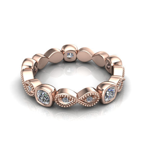 Evie - Women's 14k Gold Cushion-Cut Diamond Wedding Ring  14K Rose Gold - Natural Diamond