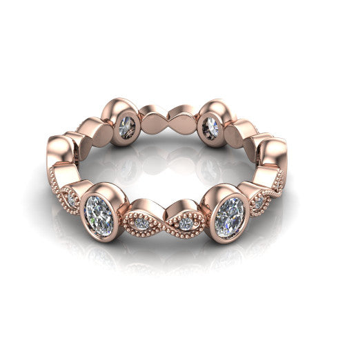 Evie - Women's 14k Gold Oval-Cut Diamond Wedding Ring  14K Rose Gold - Natural Diamond